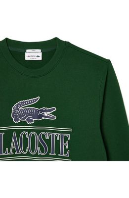 Lacoste Classic Fit Logo Cotton Graphic Sweatshirt in 132 Vert
