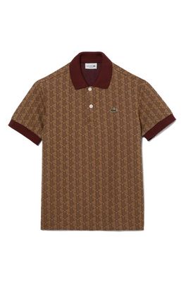 Lacoste Classic Fit Print Polo Shirt in Viennese/Liquor