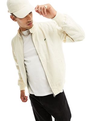 Lacoste cotton zip through jacket in beige-Neutral