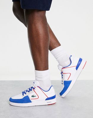 Lacoste court cage chunky sneakers in white/blue