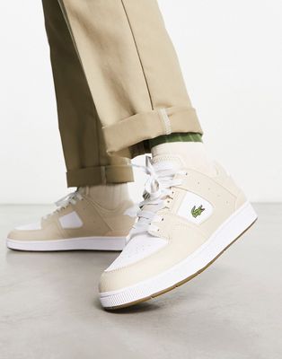 Lacoste Court Cage Color Block Sneakers In Beige and White-Neutral