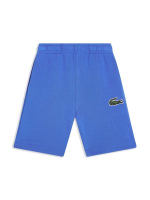 Lacoste crocodile-embroidered organic cotton shorts - Blue