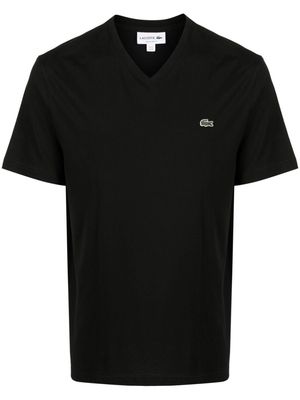 Lacoste crocodile logo-patch V-neck T-shirt - Black