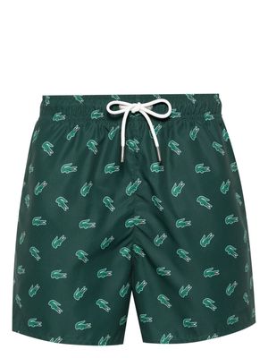 Lacoste Crocodile-print drawstring swim shorts - Green
