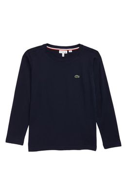 Lacoste Embroidered Cotton T-Shirt in Navy Blue