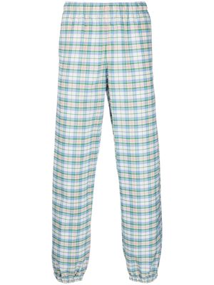 Lacoste embroidered-logo plaid track pants - Green