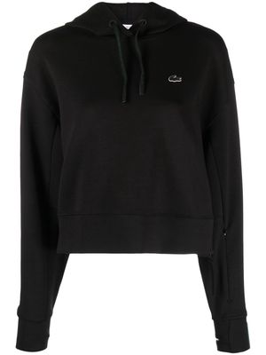 Lacoste embroidered-logo thumb-slot hoodie - Black