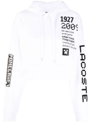 Lacoste graphic-print cotton hoodie - White