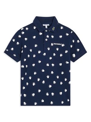 Lacoste graphic-print cotton polo shirt - Blue
