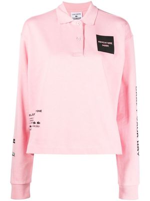 Lacoste graphic-print organic-cotton polo shirt - Pink