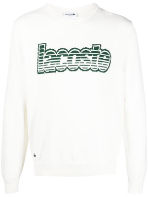Lacoste intarsia logo-knit jumper - White