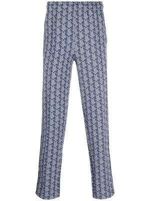 Lacoste jacquard monogram-pattern track pants - Blue