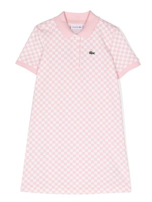 Lacoste Kids chest logo-patch polo dress - Pink