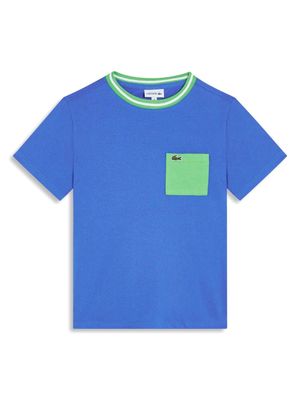 Lacoste Kids chest-pocket cotton T-shirt - Blue