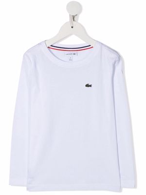 Lacoste Kids crocodile-embroidered cotton T-shirt - White