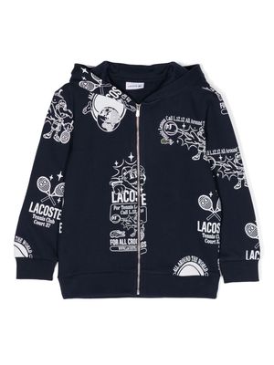 Lacoste Kids graphic-print cotton track jacket - Blue
