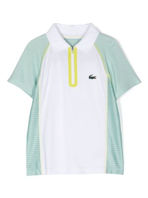 Lacoste Kids logo-appliqué zip-up polo shirt - White