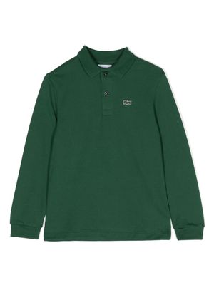 Lacoste Kids logo-embroidered cotton polo shirt - Green
