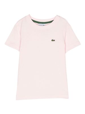 Lacoste Kids logo-embroidered cotton T-shirt - Pink