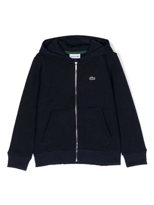Lacoste Kids logo-embroidered zip-up hoodie - Blue