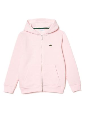 Lacoste Kids logo-embroidered zip-up hoodie - Pink