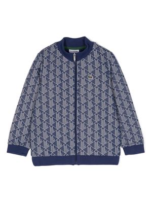 Lacoste Kids logo-embroidered zip-up jacket - Blue