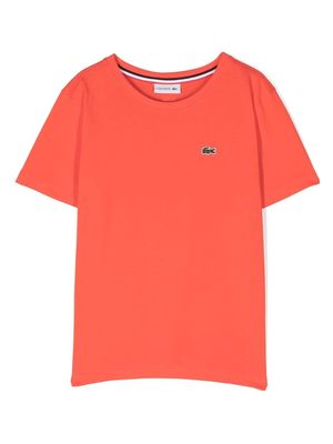 Lacoste Kids logo-patch cotton T-shirt - Orange