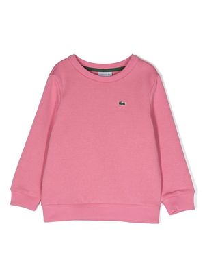 Lacoste Kids logo-patch crew-neck sweatshirt - Pink