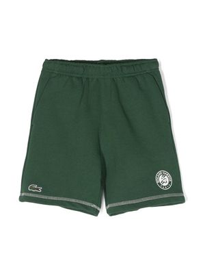 Lacoste Kids logo-patch jersey shorts - Green