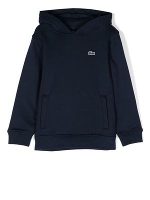 Lacoste Kids logo-patch long-sleeve hoodie - Blue