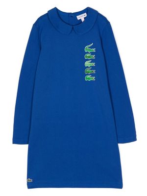 Lacoste Kids logo-print cotton dress - Blue