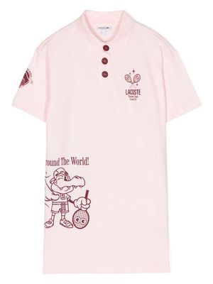 Lacoste Kids logo-print cotton dress - Pink