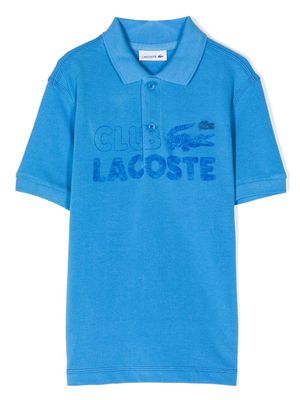 Lacoste Kids logo-print organic cotton polo shirt - Blue