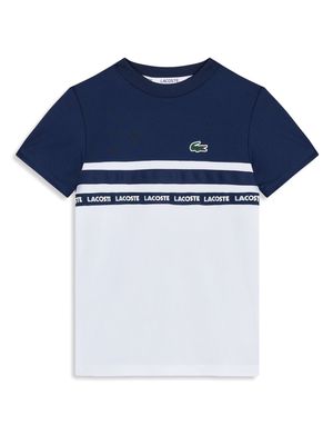 Lacoste Kids logo-stripe short-sleeve T-shirt - Blue