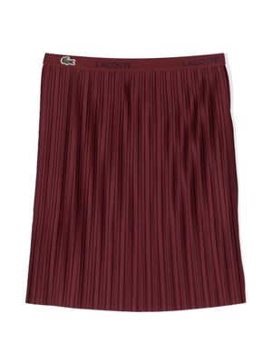 Lacoste Kids logo-waistband pleated skirt - Red