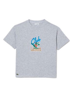 Lacoste Kids Mascot-print cotton T-shirt - Grey