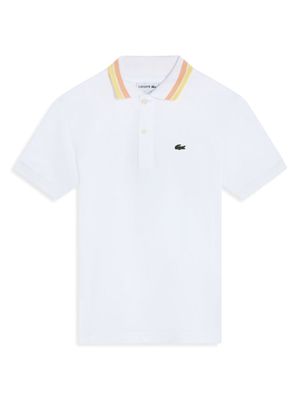 Lacoste Kids tricolour collar piqué polo shirt - White