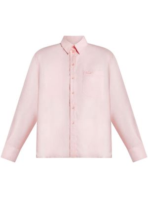 Lacoste logo-appliqué button-up shirt - Pink