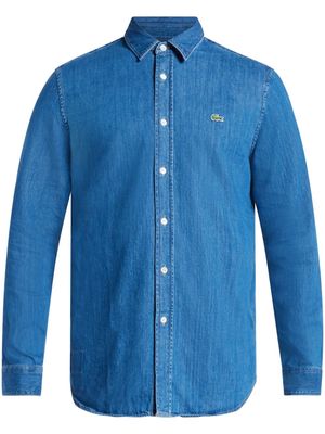 Lacoste logo-appliqué denim shirt - Blue