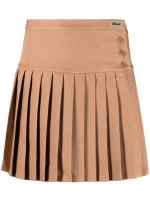 Lacoste logo-appliqué pleated skirt - Brown
