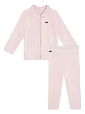 Lacoste logo appliqué shirt and trousers set - Pink