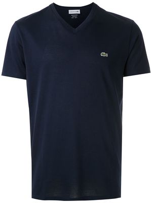 Lacoste logo-appliqué V-neck cotton T-shirt - Blue