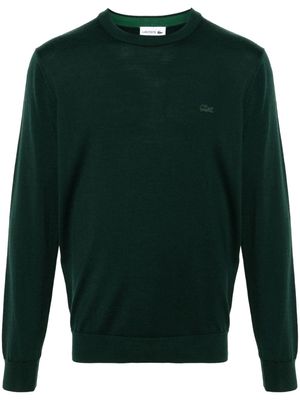 Lacoste logo-appliqué wool jumper - Green