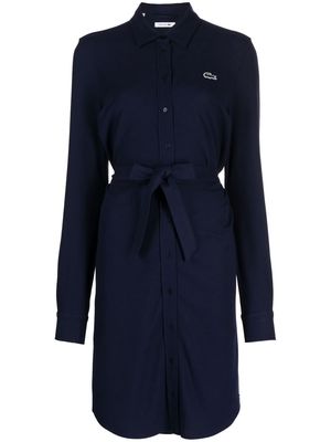 Lacoste logo-embroidered belted shirtdress - Blue