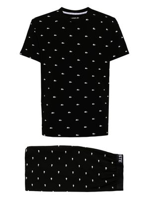 Lacoste logo-embroidered cotton pyjama set - 258 BLACK WHITE