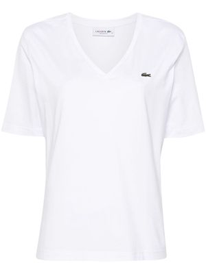 Lacoste logo-embroidered cotton T-shirt - White