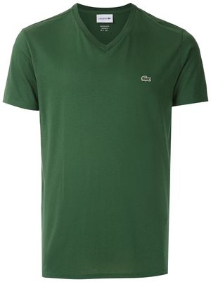 Lacoste logo-embroidered cotton V-neck T-shirt - Green
