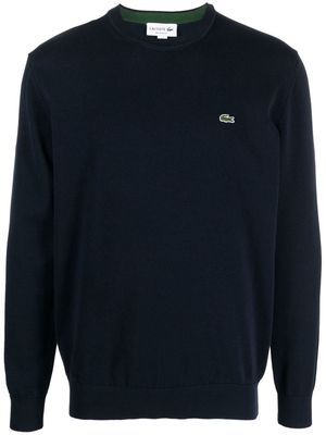 Lacoste logo-embroidered crew-neck jumper - Blue