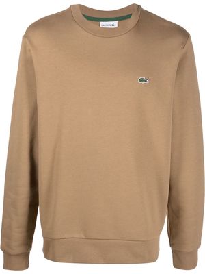 Lacoste logo-embroidered crew neck jumper - Brown