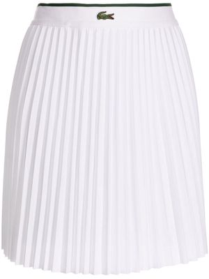 Lacoste logo-embroidered elasticated pleated miniskirt - White